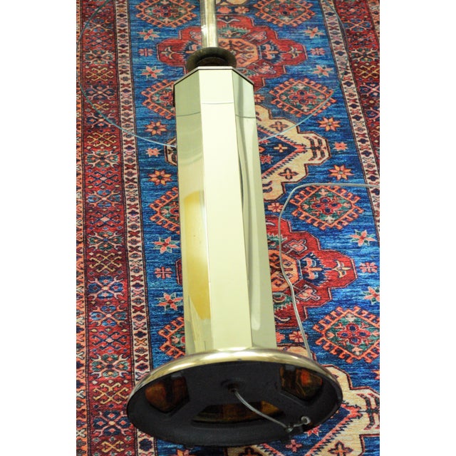1970s Brass Octagonal Glass Side Table Floor Lamp For Sale - Image 4 of 9