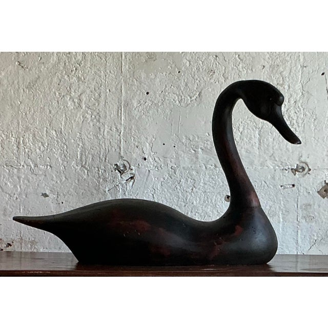 Wood Vintage Boho Life Size Swan Decoy For Sale - Image 7 of 11