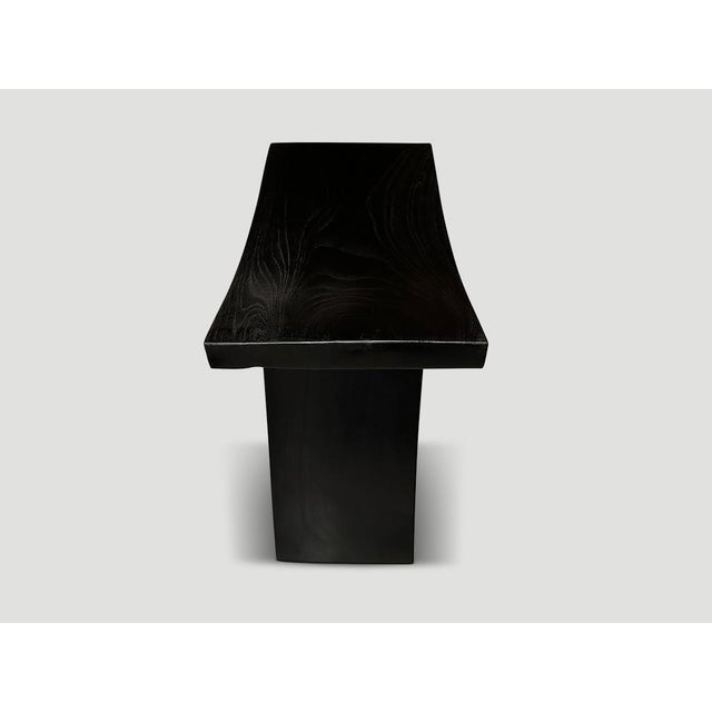 Contemporary Andrianna Shamaris Minimalist Espresso Teak Wood Bench For Sale - Image 3 of 5