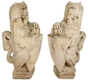 18th C. French Limestone Lions