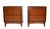 Pair of classical American Mid-Century Modern wooden night stands, bedside tables with three drawer and Brass handle.