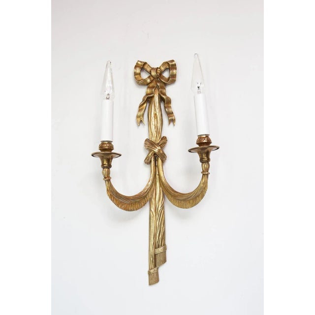 1950s Large French Louis XVI Style Bronze Wall Light, 1950s For Sale - Image 5 of 5