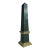 C.1970's Moss Green With Charcoal and Gray Veined Large Obelisk With Brass Tiered Detailed Surround For Sale