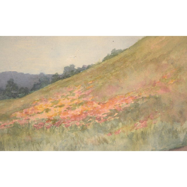 Mid 20th Century Overlooking the Bay, Mid-Century Coastal Landscape Watercolor For Sale - Image 5 of 8