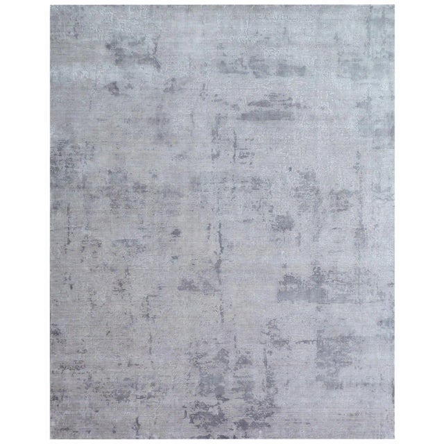 Bruges Silver Hand loom Bamboo/Silk Area Rug - 10'x14' For Sale