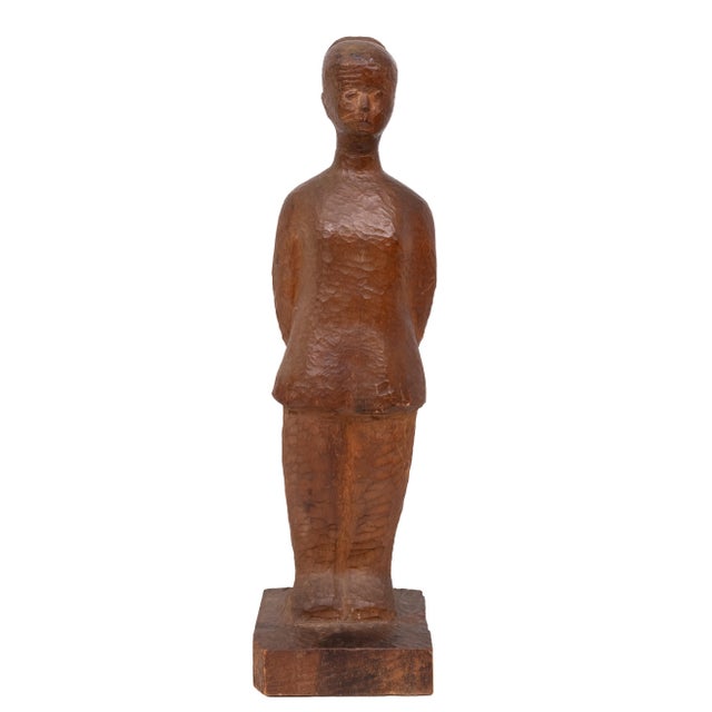 Hand-Carved Wooden Standing Girl, Holland, 1940s For Sale - Image 6 of 12