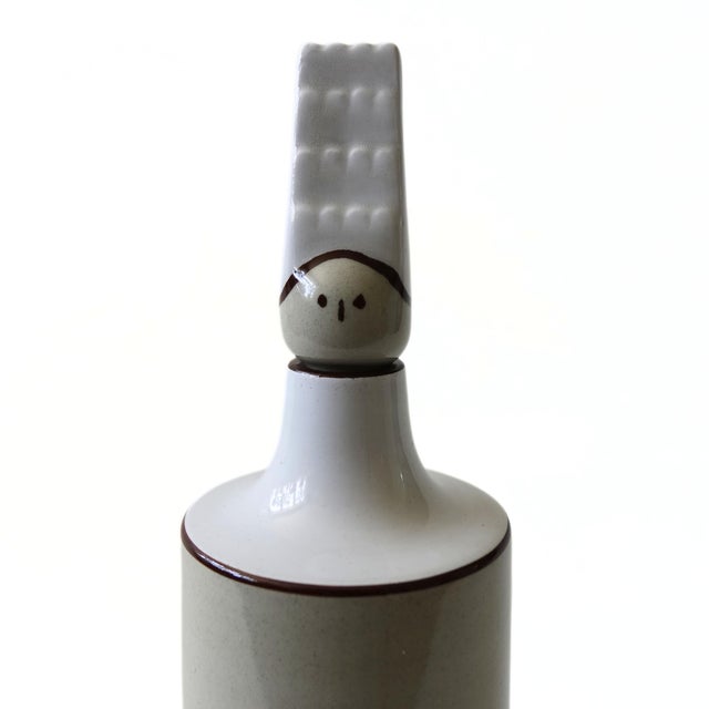 Watch White/Beige Ceramic Vase from Höganäs Sweden Mid-Century.