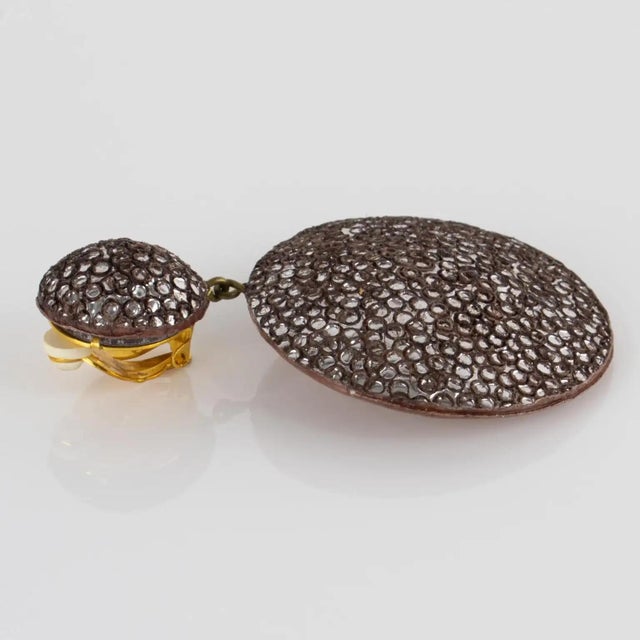 Taupe Fabrice Paris Taupe and Silver Resin Dangle Clip Earrings For Sale - Image 8 of 9
