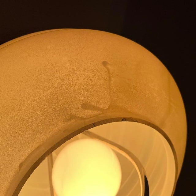Cream Mid-Century Modern White Glass Pull Down Dining Room Pendant Lamp, 1970s For Sale - Image 8 of 11