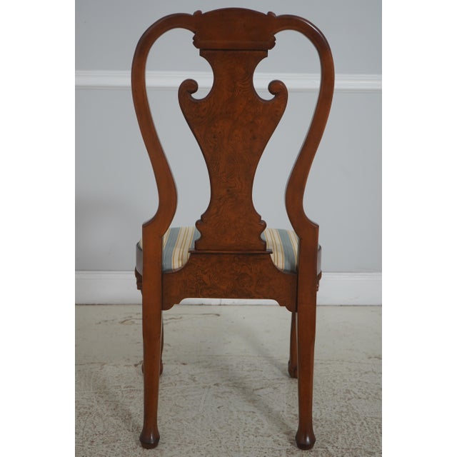 Baker Furniture Company Set of Eight Baker George III Chippendale Style Burl Walnut Dining Room Chairs For Sale - Image 4 of 18