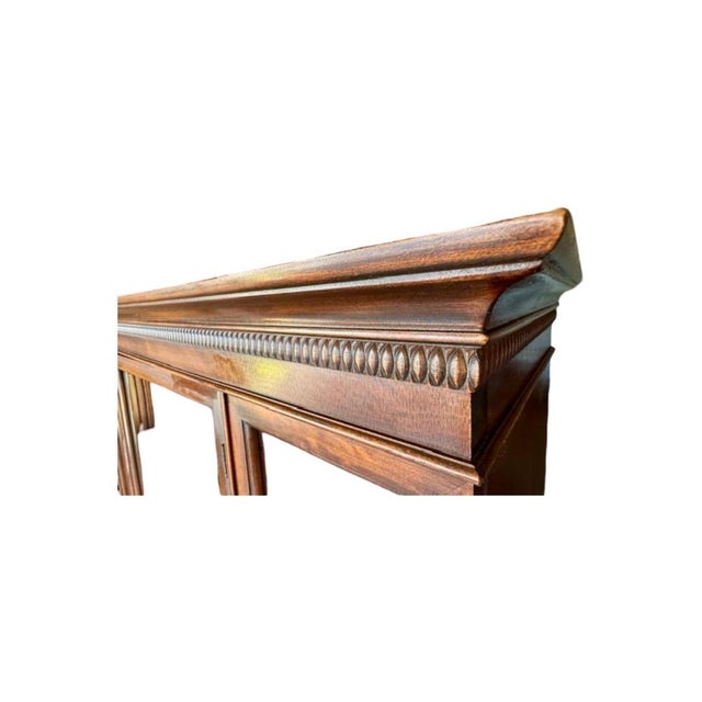 Vintage 1950 Petite Mahogany Breakfront China Hutch For Sale - Image 13 of 14