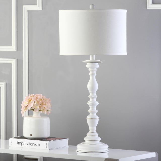 Modern 32.5 Inch H Candlestick Table Lamp in Cream - a Pair For Sale - Image 3 of 7
