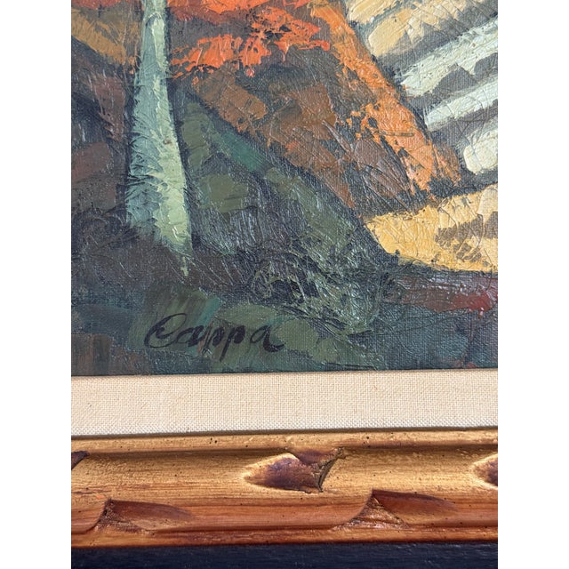 Midcentury Italian Modernist Landscape Oil Painting For Sale - Image 4 of 11