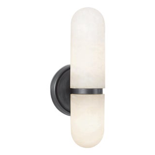 Salon Alabaster Sconce Small, Oil Rubbed Bronze For Sale