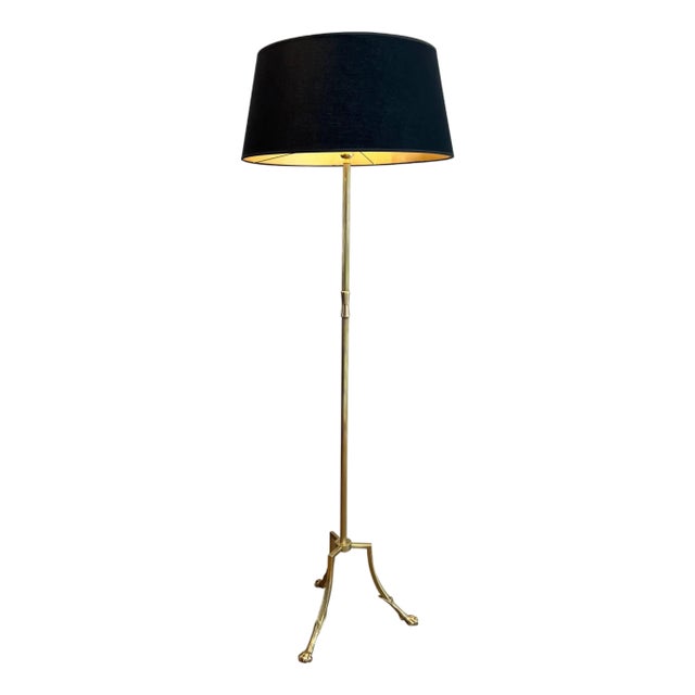 1940s Neoclassical Brass Tripod Floor Lamp with Claw Feet by Maison Jansen For Sale