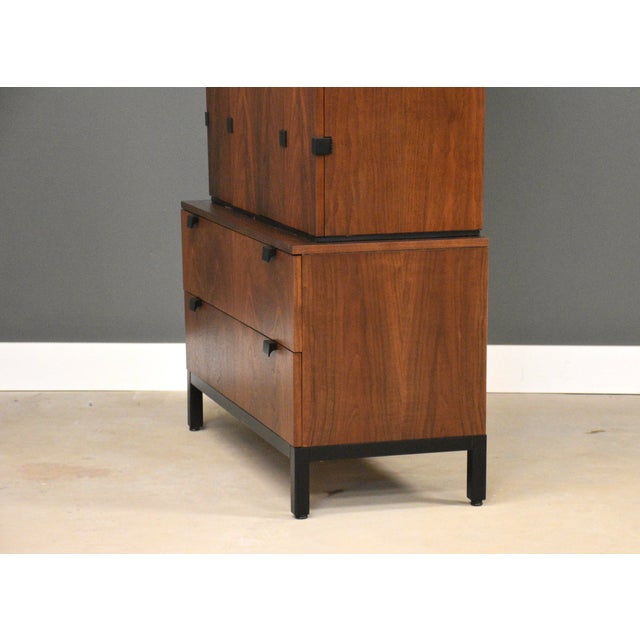 1960s 1960s Refinished Milo Baughman for Directional Walnut Armoire Dresser For Sale - Image 5 of 12