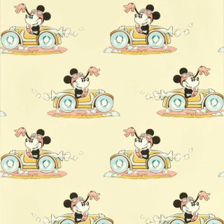 Sanderson Minnie On the Move Wallpaper in Sherbet For Sale
