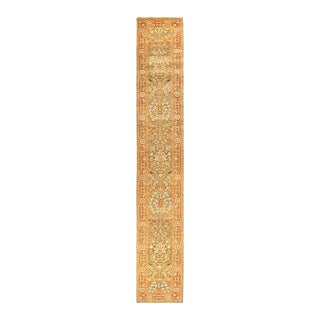 Eclectic, One-of-a-Kind Hand-Knotted Runner Rug - Green, 2' 6" x 16' 4" For Sale