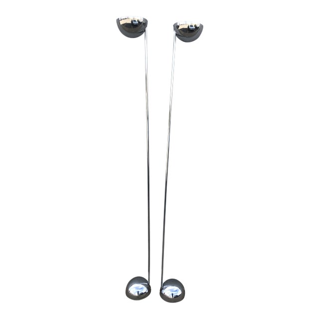 1960s Robert Sonneman Chrome Floor Lamps - a Pair For Sale