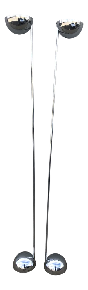 1960s Robert Sonneman Chrome Floor Lamps - a Pair