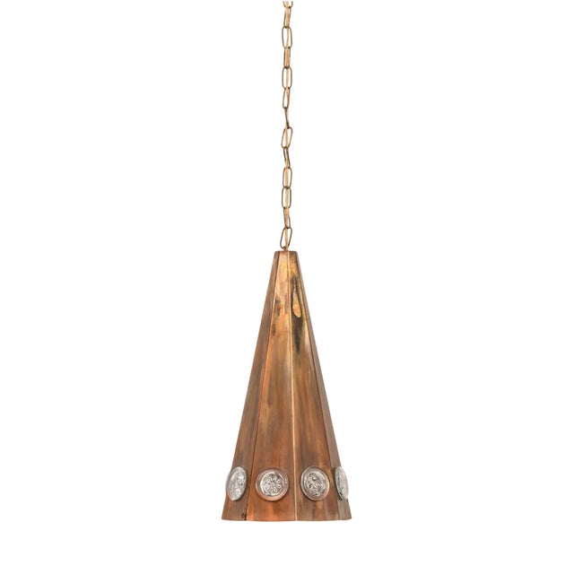 Ceiling Lamp in Copper and Glass attributed to Erik Höglund, 1960s For Sale