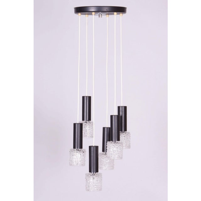 Mid-Century Chandelier in Steel by Elektroinstala Jílové, Czech, 1960s For Sale - Image 16 of 16