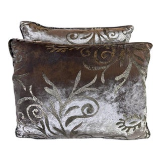 Pair of Custom Nomi Stenciled Pillows For Sale