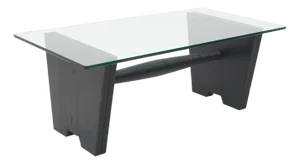Coffee Table with Glass Top and Black Stained Wood Structure, 1930s