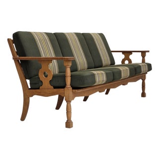 Vintage Danish Three-Seater Sofa in Green Furniture Wool, 1970s For Sale