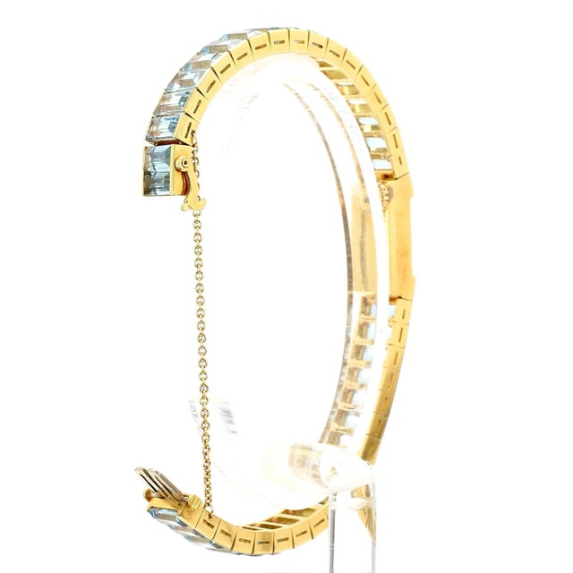 Modern Vintage Blancpain Rayville Gold Ladies Watch on Aquamarine Bracelet For Sale - Image 3 of 10