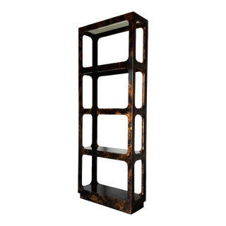 1970's Vintage Parsons-Style Faux Tortoise Shell Etagere For Sale