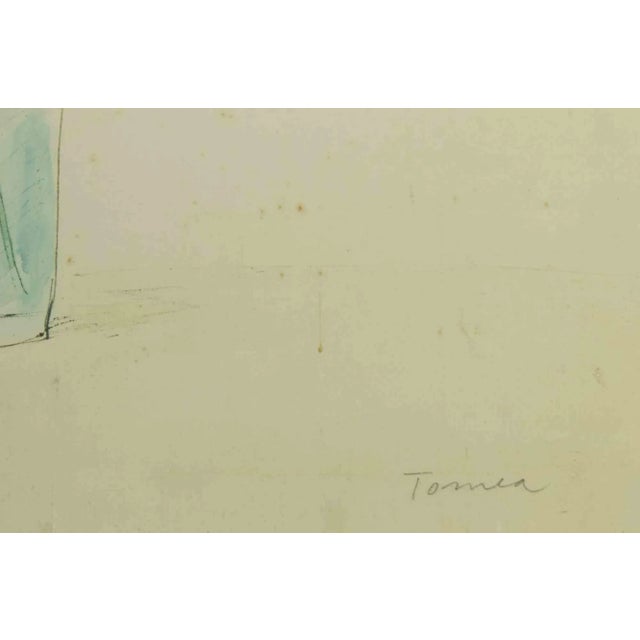 Fiorenzo Tomea, Flower Pot, Original Watercolor, 1950s For Sale - Image 4 of 5