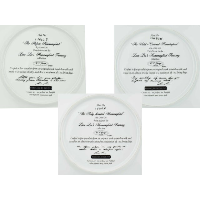 1990s Lena Liu's Hummingbird Treasury Collection Decorative Plates - Set of 7 For Sale - Image 10 of 11