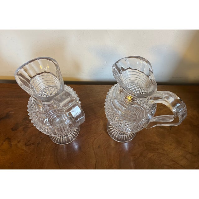 Large Antique Early 19th Century George III Anglo Irish Cut Crystal Glass Wine Ewers or Water Pitchers - A Pair For Sale - Image 9 of 16