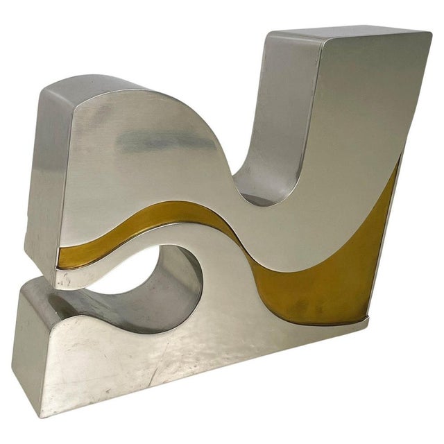Italian Modern Brutalist Style Metal Gold Metal Sculpture by Edmondo Cirillo, 1972 For Sale - Image 15 of 15