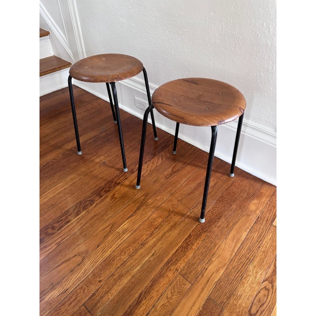 Pair of 1960s Arne Jacobsen Style Danish Teak Stacking Stools For Sale - Image 13 of 13