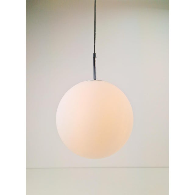 Sphere Pendant in White Satin Opal Glass from Glashütte Limburg, 1970 For Sale - Image 3 of 10