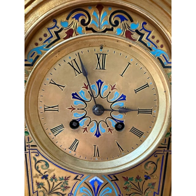 Mid 19th Century Antique Ormolu and Champleve Enamel Mantel Clock by Le Roy Et Fils For Sale - Image 5 of 11