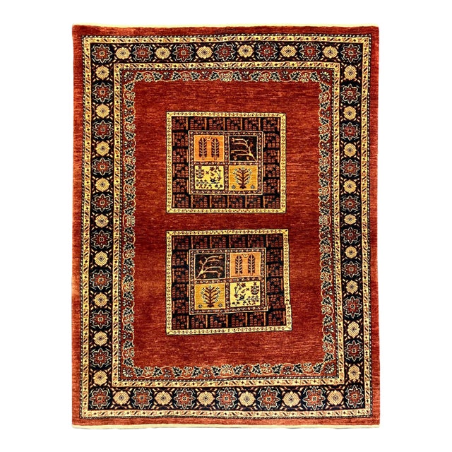 Vintage Hand-Knotted Persian Kashkoli Rug 3'7" X 4'9" For Sale