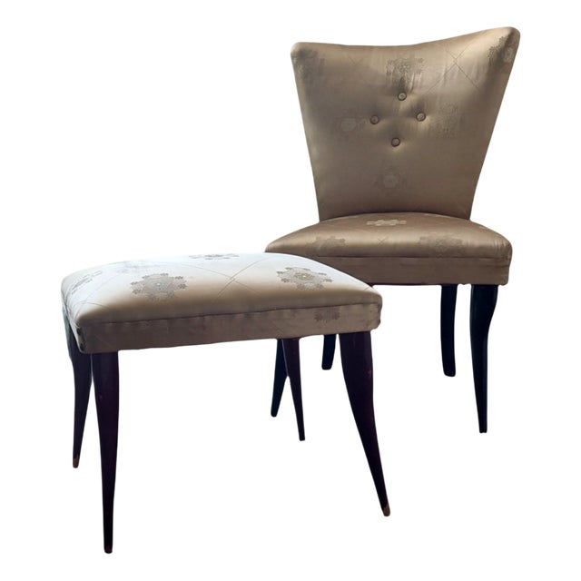 Set of Armchair and Footstool attributed to Guglielmo Ulrich, 1950s For Sale