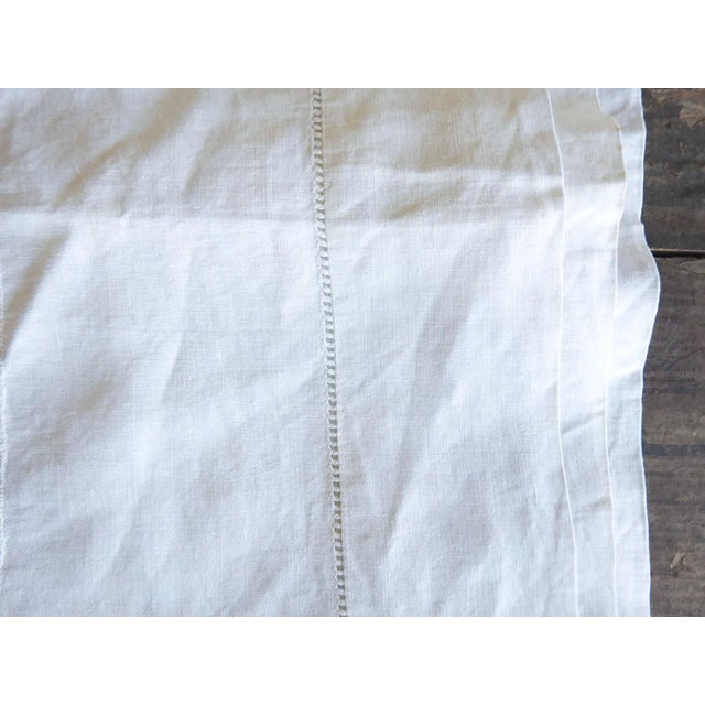 White Antique White Linen Open Work Tablecloth For Sale - Image 8 of 8