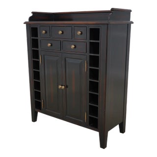 Walnut & Distressed Finish Wine Cabinet Bar For Sale