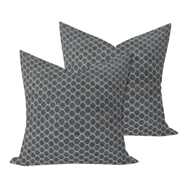 G P & J Baker Swanbourne in Blue Pillows- A Pair For Sale