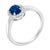 Contemporary 10K White Gold 1/5 Cttw Round Diamond and Prong Set 7MM Created Blue Sapphire Halo Cocktail Ring (H-I Color, I1-I2 Clarity) - Size 7 For Sale - Image 3 of 6