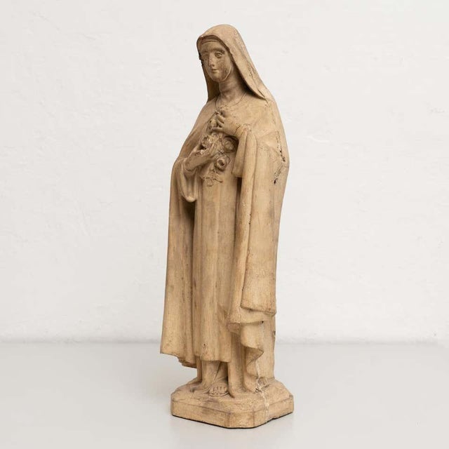 Traditional Plaster Virgin Figure, 1930s For Sale - Image 14 of 16