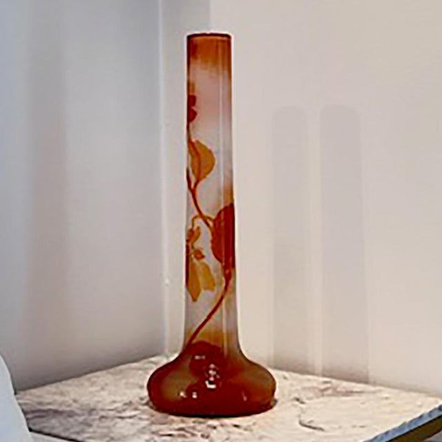 Large Antique Vase of Frosted and Orange Glass by Emile Gallé, 1890s For Sale - Image 7 of 10