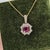 2020s Cushion Rhodolite Garnet Pendant With Earth Mined Diamonds in Solid 14k Gold For Sale - Image 5 of 10