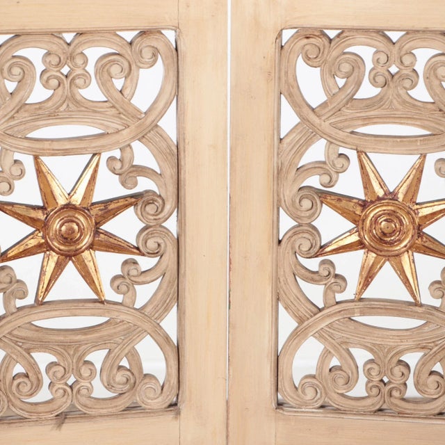 Mid-Century Modern 1950s Mid-Century Modern Four Panel Painted and Gilt Wood Room Divider For Sale - Image 3 of 6