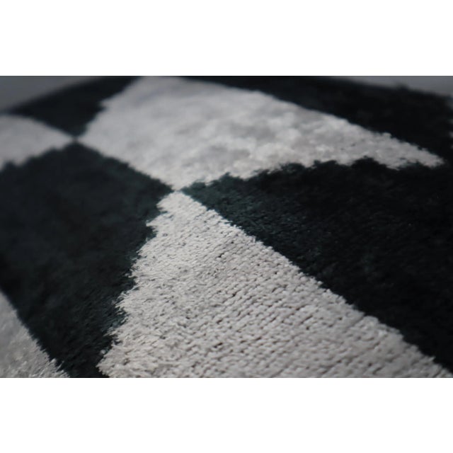 Handmade Black & White Silk Velvet Throw Pillow & Down Insert For Sale - Image 9 of 12