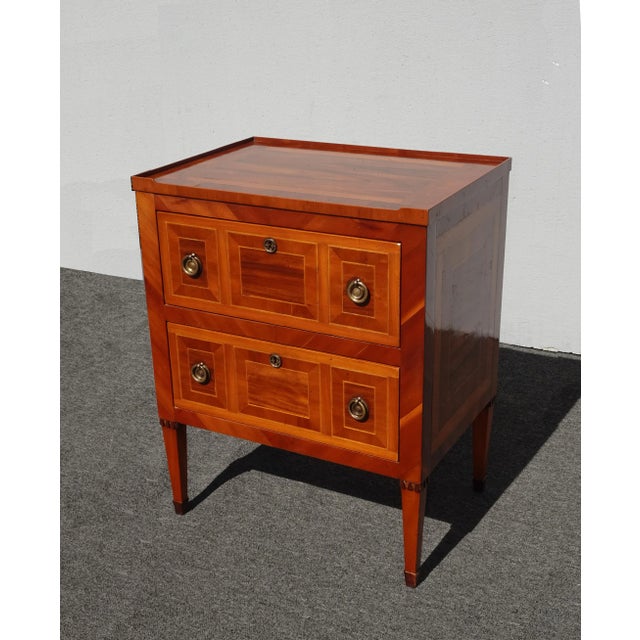 Neoclassical Vintage Alfonso Marina Brown Side Table ~ Neoclassical Design Inlays Entry Table For Sale - Image 3 of 13